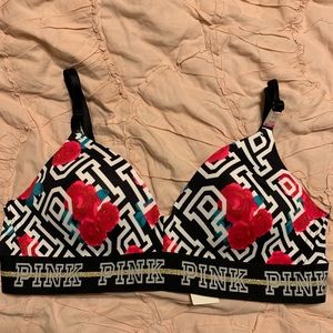 Pink VS wireless sports bra.